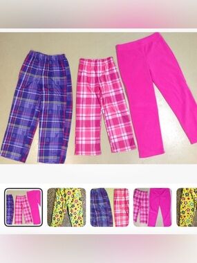 Girls Cuddly Pajama Pants Size 6 to 10 Plaid Monster High Stars Lot 4